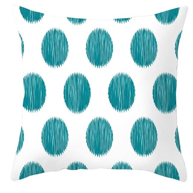 Teal Blue Cushion Cover Polyester Geometric Decorative Throw Pillows Covers 45x45CM