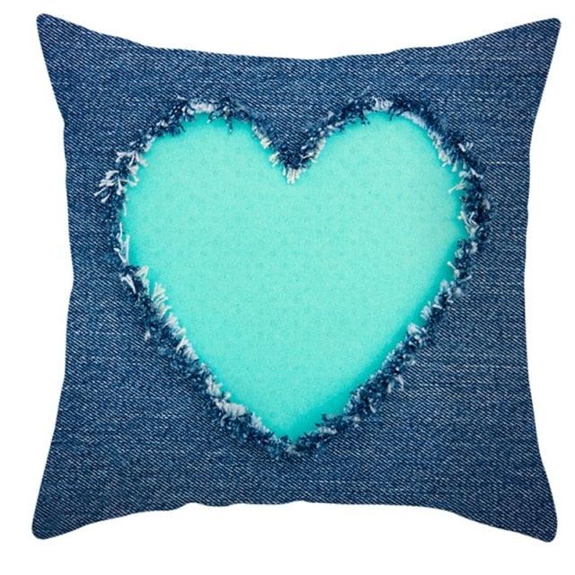 Teal Blue Cushion Cover Polyester Geometric Decorative Throw Pillows Covers 45x45CM