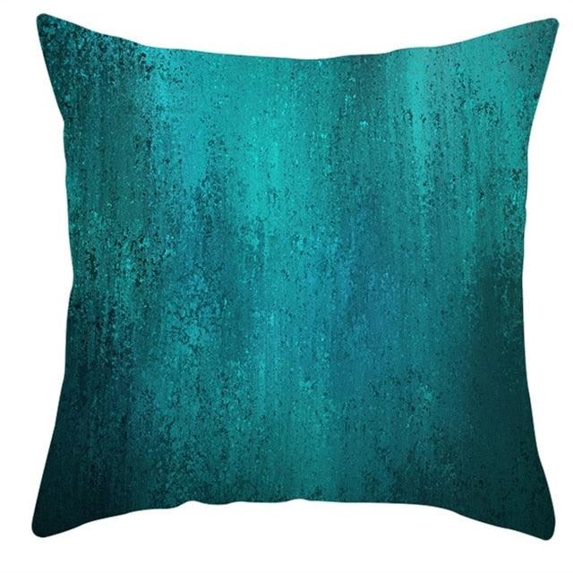 Teal Blue Cushion Cover Polyester Geometric Decorative Throw Pillows Covers 45x45CM