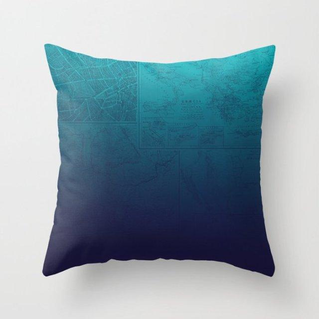 Teal Blue Cushion Cover Polyester Geometric Decorative Throw Pillows Covers 45x45CM