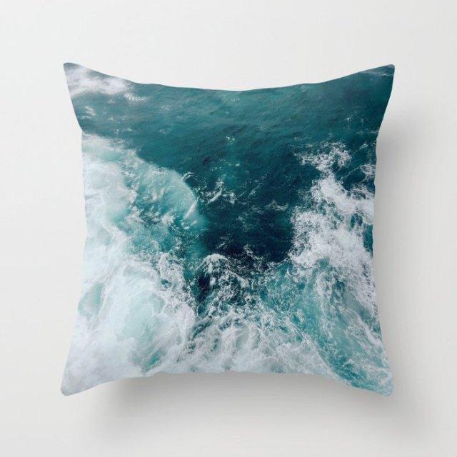 Teal Blue Cushion Cover Polyester Geometric Decorative Throw Pillows Covers 45x45CM