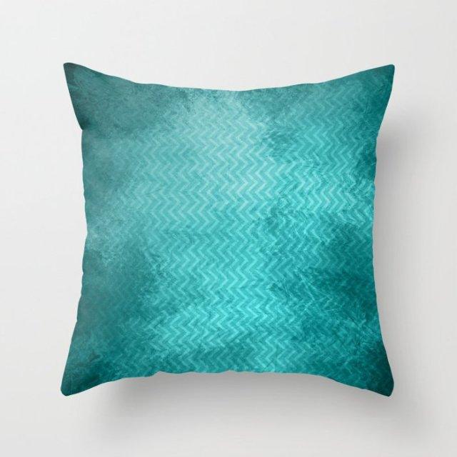 Teal Blue Cushion Cover Polyester Geometric Decorative Throw Pillows Covers 45x45CM