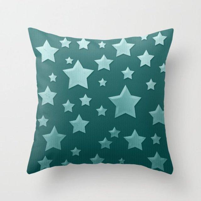 Teal Blue Cushion Cover Polyester Geometric Decorative Throw Pillows Covers 45x45CM