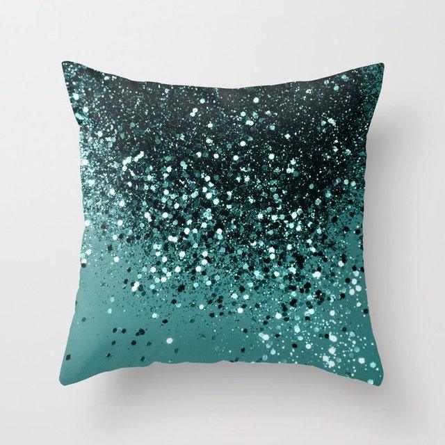 Teal Blue Cushion Cover Polyester Geometric Decorative Throw Pillows Covers 45x45CM