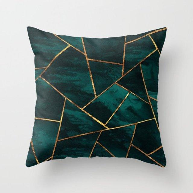 Teal Blue Cushion Cover Polyester Geometric Decorative Throw Pillows Covers 45x45CM
