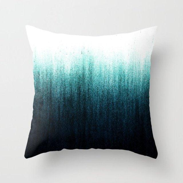 Teal Blue Cushion Cover Polyester Geometric Decorative Throw Pillows Covers 45x45CM