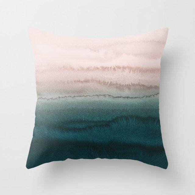 Teal Blue Cushion Cover Polyester Geometric Decorative Throw Pillows Covers 45x45CM