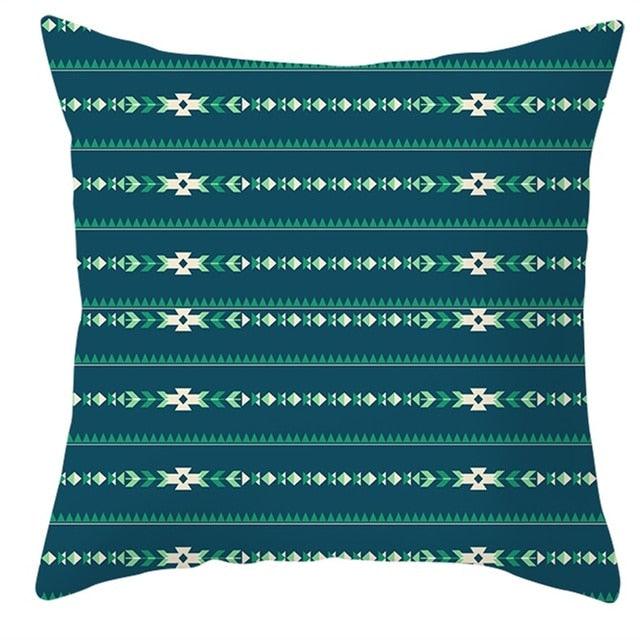 Teal Blue Cushion Cover Polyester Geometric Decorative Throw Pillows Covers 45x45CM