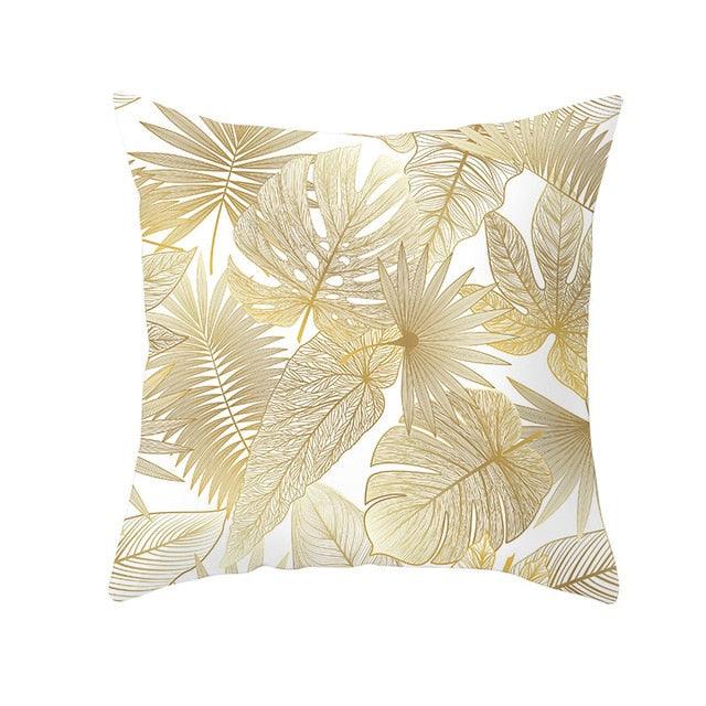 Tropical Leaf Flower Green Yellow Pillowcase Decorative Throw Pillow Case