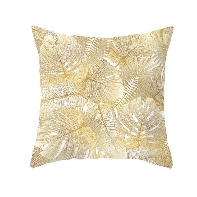 Tropical Leaf Flower Green Yellow Pillowcase Decorative Throw Pillow Case