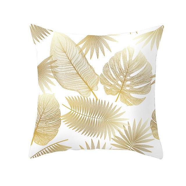 Tropical Leaf Flower Green Yellow Pillowcase Decorative Throw Pillow Case