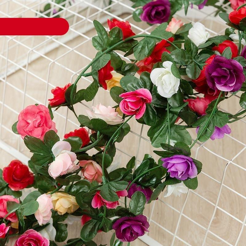 Vintage 2.2M Artificial Hanging Silk Rose Flowers Small Peony String Decor