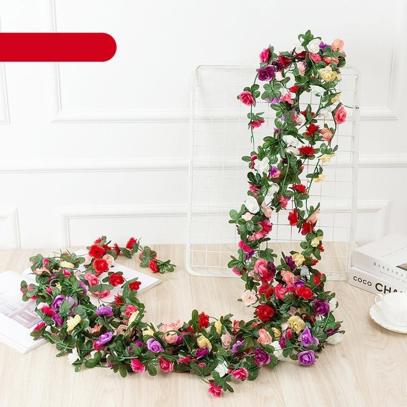 Vintage 2.2M Artificial Hanging Silk Rose Flowers Small Peony String Decor