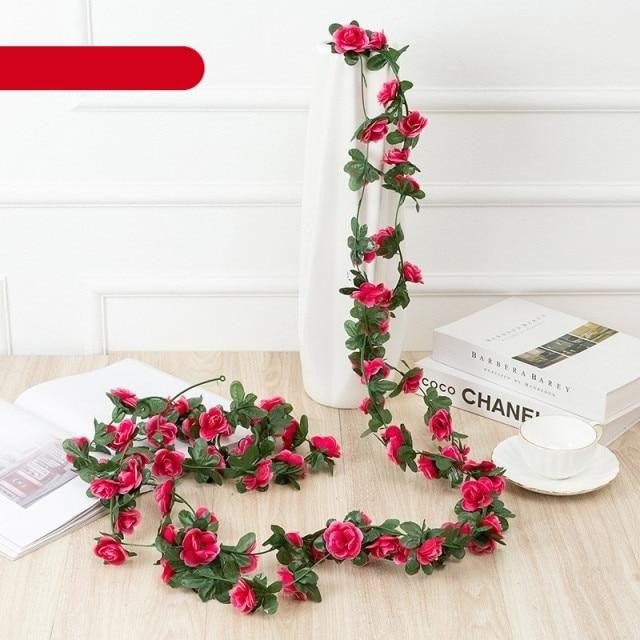 Vintage 2.2M Artificial Hanging Silk Rose Flowers Small Peony String Decor