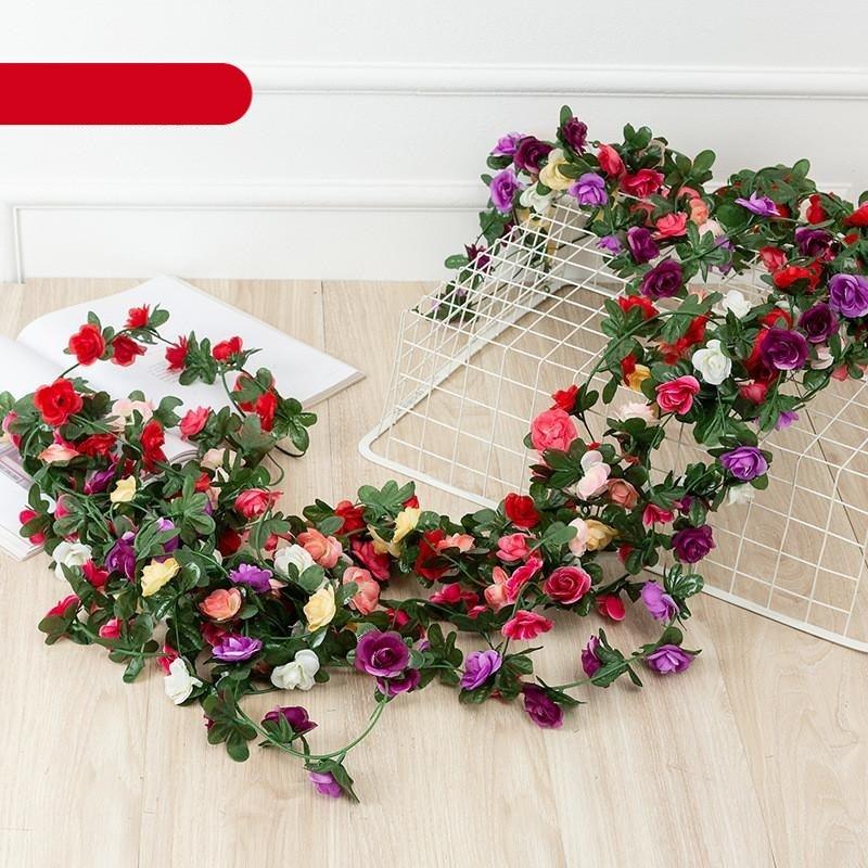 Vintage 2.2M Artificial Hanging Silk Rose Flowers Small Peony String Decor