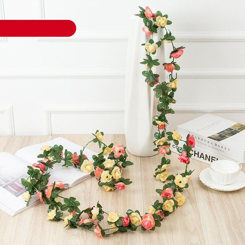 Vintage 2.2M Artificial Hanging Silk Rose Flowers Small Peony String Decor