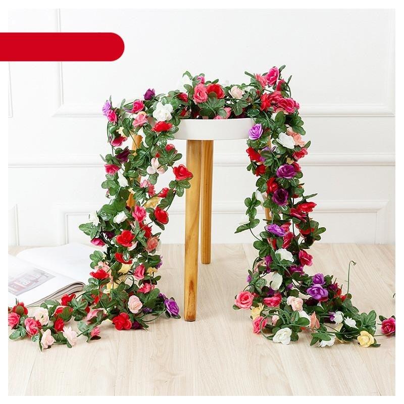 Vintage 2.2M Artificial Hanging Silk Rose Flowers Small Peony String Decor