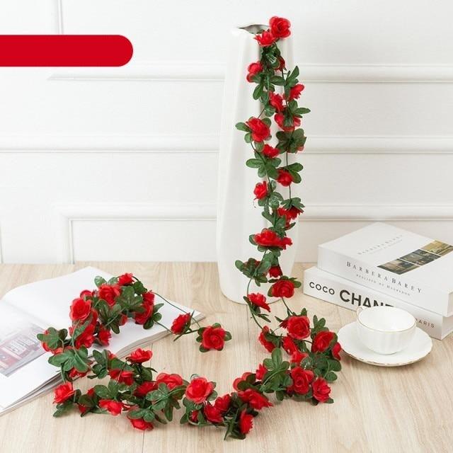 Vintage 2.2M Artificial Hanging Silk Rose Flowers Small Peony String Decor
