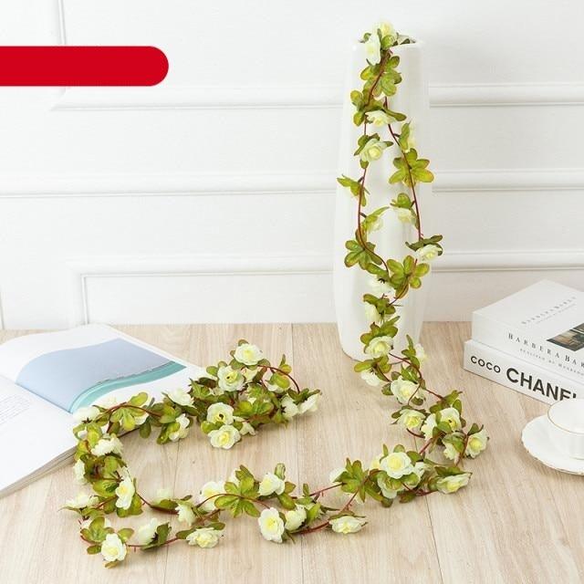 Vintage 2.2M Artificial Hanging Silk Rose Flowers Small Peony String Decor