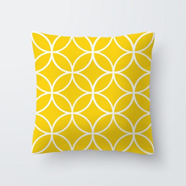 Yellow Pillow Case Cushion Cover Geometric Polyester Pillowcase 45x45CM