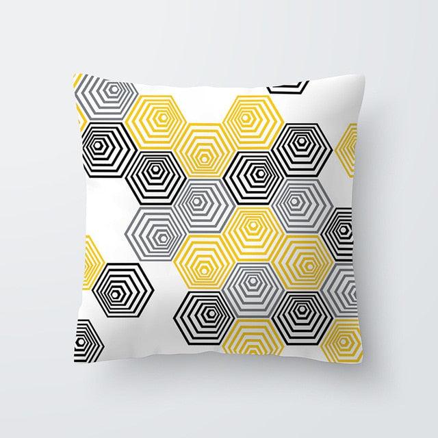 Yellow Pillow Case Cushion Cover Geometric Polyester Pillowcase 45x45CM