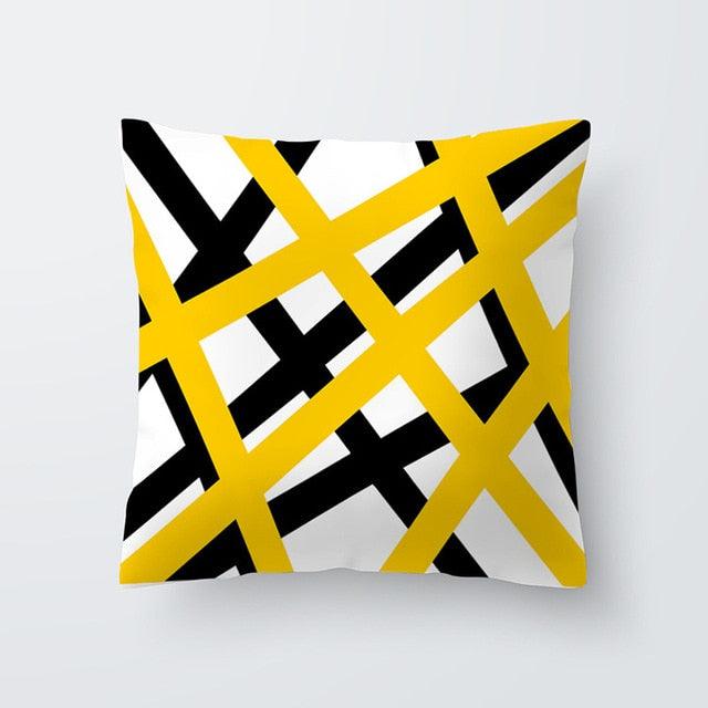 Yellow Pillow Case Cushion Cover Geometric Polyester Pillowcase 45x45CM