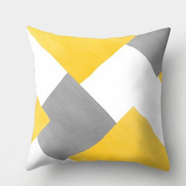 Yellow Pillow Case Cushion Cover Geometric Polyester Pillowcase 45x45CM
