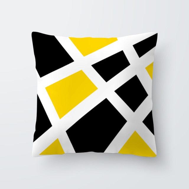 Yellow Pillow Case Cushion Cover Geometric Polyester Pillowcase 45x45CM