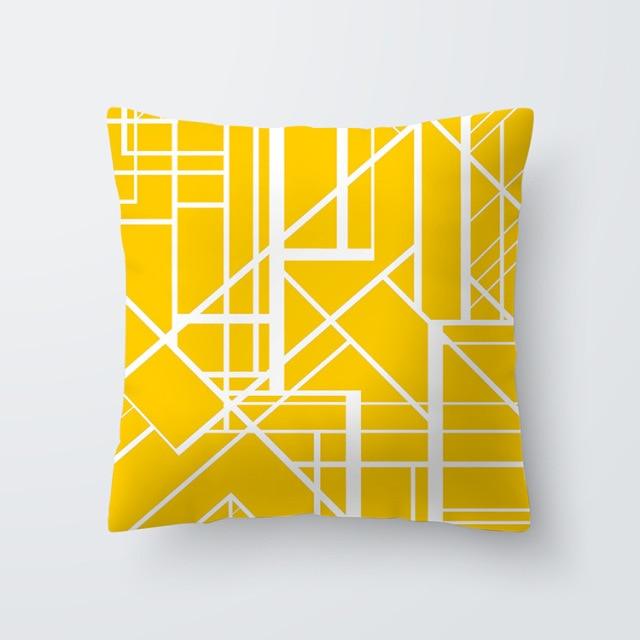 Yellow Pillow Case Cushion Cover Geometric Polyester Pillowcase 45x45CM