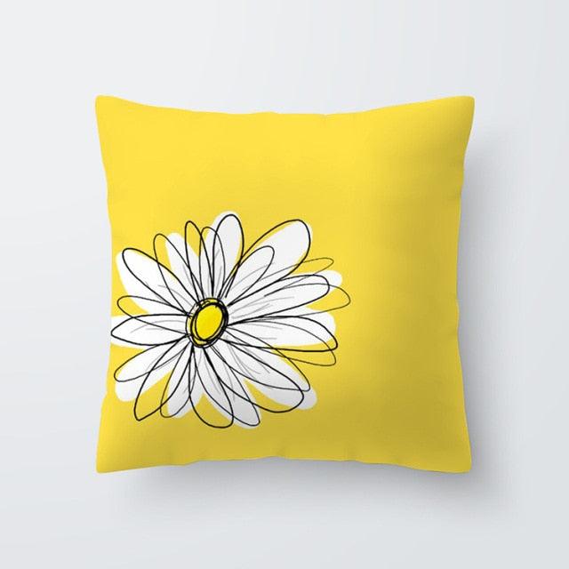 Yellow Pillow Case Cushion Cover Geometric Polyester Pillowcase 45x45CM