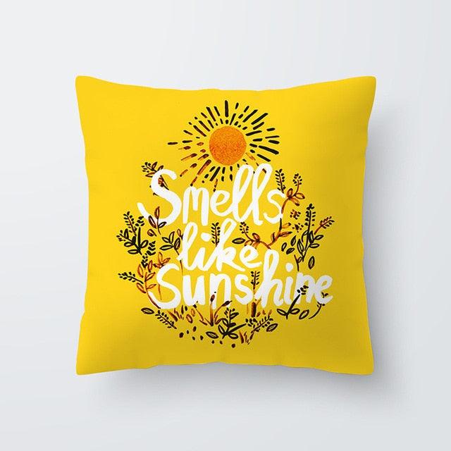 Yellow Pillow Case Cushion Cover Geometric Polyester Pillowcase 45x45CM