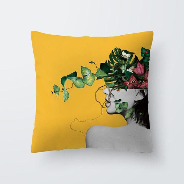 Yellow Pillow Case Cushion Cover Geometric Polyester Pillowcase 45x45CM
