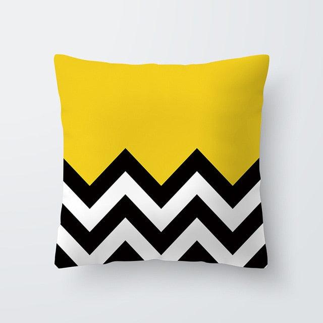 Yellow Pillow Case Cushion Cover Geometric Polyester Pillowcase 45x45CM