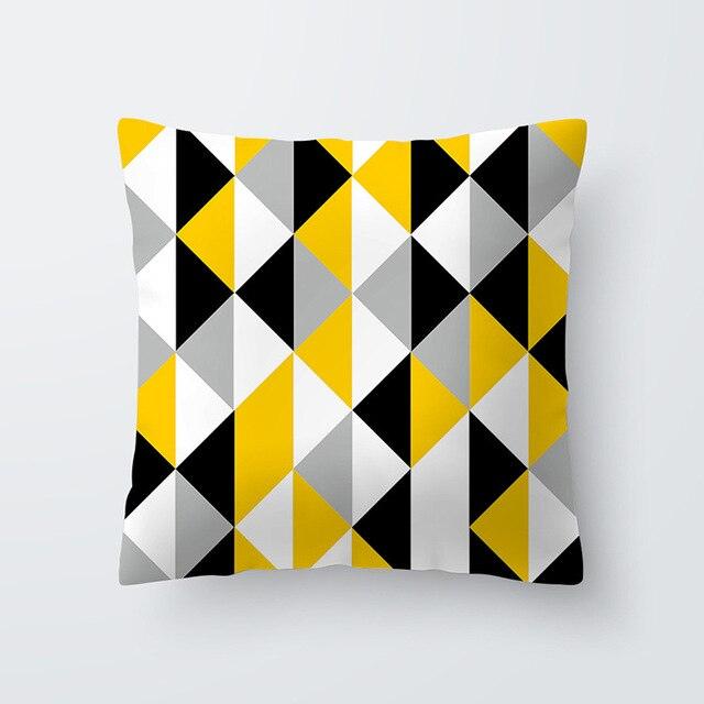 Yellow Pillow Case Cushion Cover Geometric Polyester Pillowcase 45x45CM