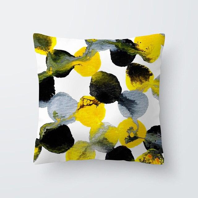 Yellow Pillow Case Cushion Cover Geometric Polyester Pillowcase 45x45CM