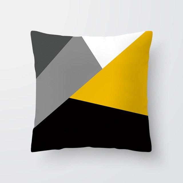 Yellow Pillow Case Cushion Cover Geometric Polyester Pillowcase 45x45CM